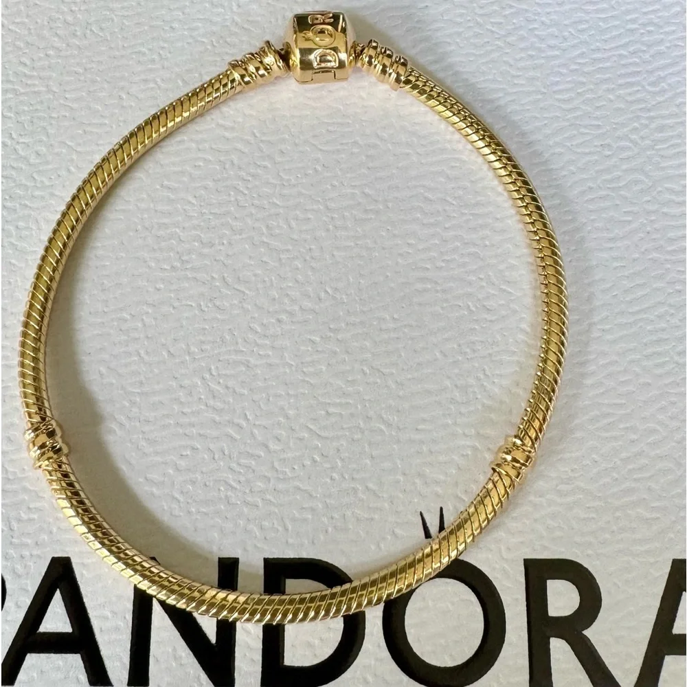 ❗️NEW❗️100% Authentic PANDORA Moments Snake Bracelet 14k Yellow Gold 7.9”
